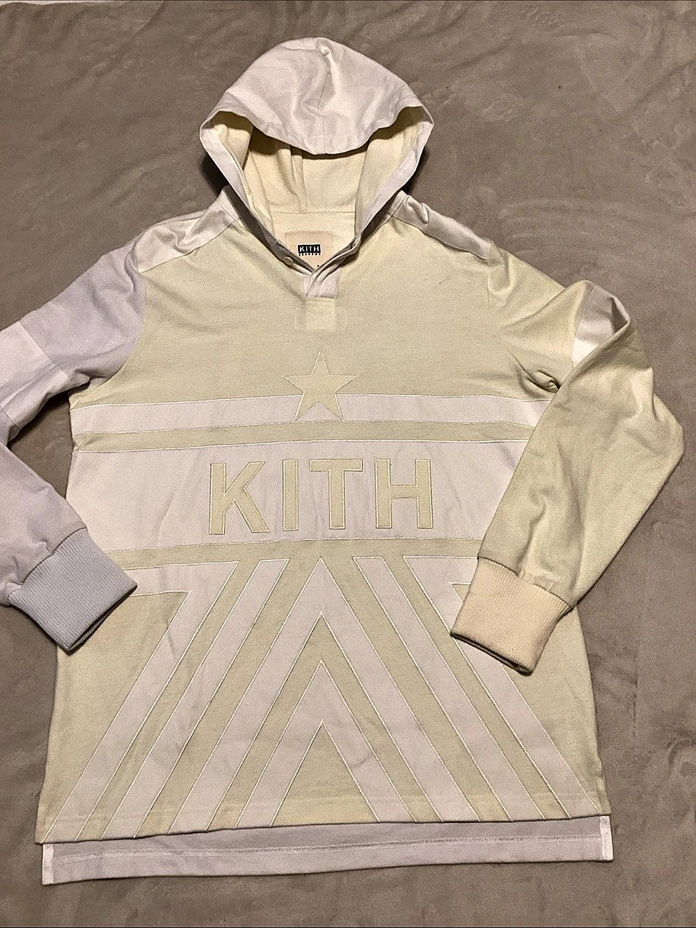 KITH Academy 82 Hoodie Geometric Hoodie in Cream & White Size Medium